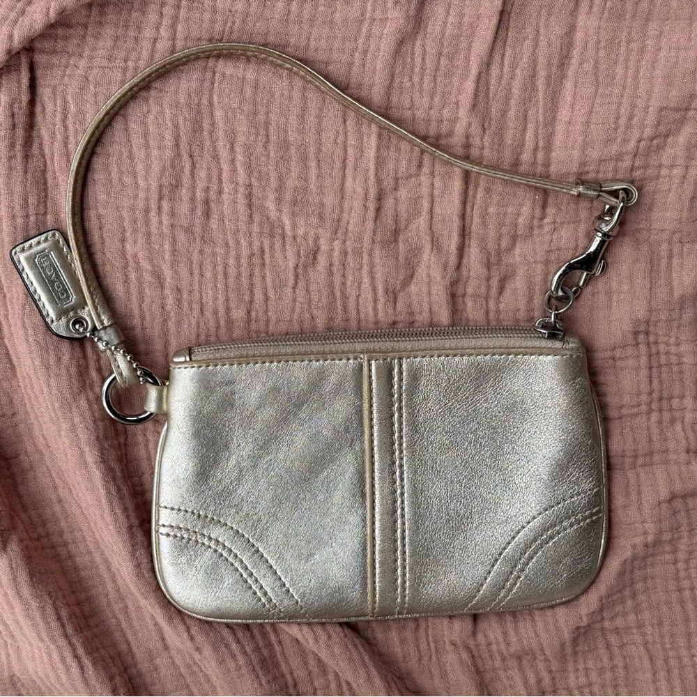 Coach Gold Metallic wristlet GUC